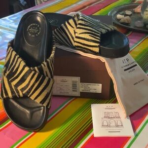 Zebra print calf hair slides by All Tomorrow’s Parties ATP